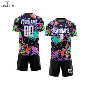 Maillot de football à manches courtes en coton personnalisé par sublimation pour hommes adultes, séchage rapide, respirant, uniforme d'équipe - Product Image 1