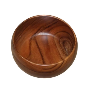 Bol de service rond en bois naturel et écologique, fait main, finition marron, pour la maison, les hôtels, les mariages - Vaisselle de style classique - Product Image 4