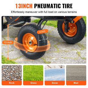 Carrello da Giardino in Polietilene Resistente con Quattro Ruote e Funzione Ribaltabile, Struttura Semplice in Acciaio, Versatile e Pratico - Product Image 5