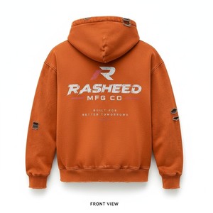Sun Faded Washed <b>Orange</b> <b>Hoodie</b> 100% Cotton Oversized Hooded Sweatshirt Winter Streetwear Men's Loose Fit Custom Logo Pocket - Product Image 3