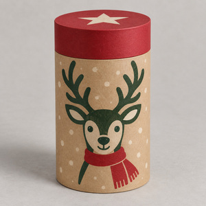 Christmas Paper Tube Gift <b>Box</b> <b>Round</b> Paperboard Packaging Cylinder with Lid for Dessert Craft Candle - Product Image 1