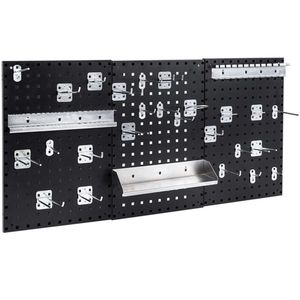 4 Ft. Black <b>Wall</b> Mounted Pegboard Organizer Kit Metal Toolboard for <b>Wall</b> <b>Storage</b> - Product Image 1