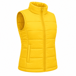 Chaleco Acolchado Térmico Transpirable para Mujer, Estilo Casual, Cuello Alto, Cierre de Cremallera, Sin Mangas, Color Sólido - Product Image 3