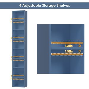 Torre de Almacenamiento Multimedia de 8 Niveles para CD y DVD con 4 Estantes Ajustables para Sala de Estar o Dormitorio, Color Azul - Product Image 3