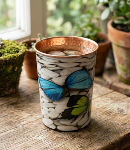 Vaso de Cobre Puro Hecho a Mano con Vibrante Estampado Mandala Meenakari, Vasos Ecológicos para Beber con Beneficios para la Salud Ayurvédica - Product Image 4