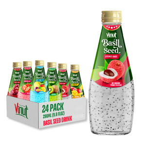 น้ำลิ้นจี่เมล็ดโหระพาเมล็ดเจีย ขวด PET 290 มล. ราคาโรงงานเวียดนาม ขายส่ง รับผลิตแบรนด์ส่วนตัว - Product Image 1