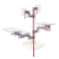 Support POS à 2 bras de moniteur avec capacité de 10kg Gestion des câbles VESA 75/100mm 1 Plateau pour clavier 1 Support pour imprimante Garantie 1 an