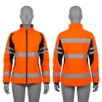 Veste de sécurité pour hommes et femmes, polyester, softshell, orange, panneau noir, réfléchissante, personnalisable avec broderie et impression de logo