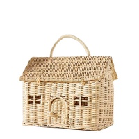 Cadeau de Noël pour enfants, panier en forme de maison, panier de pique-nique pour enfants, panier de rangement pour jouets, panier de décoration pour la maison, sac en rotin tendance