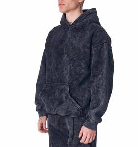 Survêtements de sport OEM en coton 100% imprimé délavé à l'acide, ensemble de jogging personnalisé en gros, sweat à capuche oversize et pantalon baggy pour hommes - Product Image 6