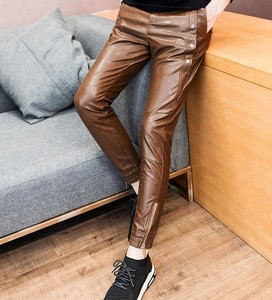 Nouveauté, pantalon en cuir d'agneau pour homme, tendance, cuir de haute qualité avec poches - Product Image 4