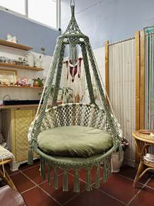 Silla colgante boho para decoración, marca privada, columpio de cuerda de algodón hecho a mano, silla de macramé con flecos y borlas, MOQ, artículos de macramé - Product Image 3
