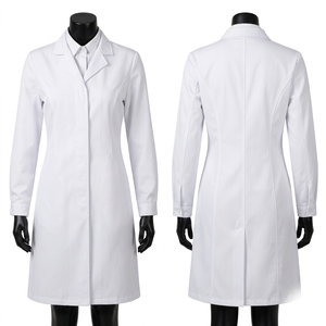 เสื้อกาวน์แล็บสีขาว ผ้าคอตตอนโพลีเอสเตอร์ทวิลล์ พรีเมียม 240 GSM แขนยาว กระดุมซ่อน ปักลายตามสั่ง - Product Image 1