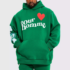 Ensemble de survêtement et sweat à capuche 100 % coton personnalisable pour homme avec impression en relief, pantalon de jogging évasé et coupe-vent - Product Image 3