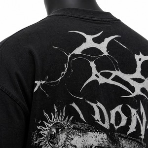 เสื้อยืดแขนสั้นสีดำทรงโอเวอร์ไซส์สำหรับผู้ชาย พิมพ์ลายกราฟิกสีขาว สไตล์สตรีท คอกลม ผ้าเจอร์ซีย์คอตตอน 100% ทรงพอดีตัว - Product Image 3