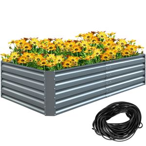 Galvanized 80\" X 40\" X 19\" Metal <b>Raised</b> <b>Garden</b> <b>Bed</b> <b>Kit</b> Gray Steel Planter Boxes <b>for</b> Outdoor Use <b>Garden</b> Buildings - Product Image 1