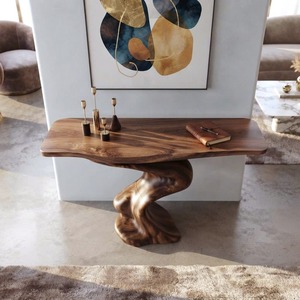 Modern Sculptural Solid Wood Console Table Handmade Pedestal Base Contemporary Living Room Furniture Entryway Table - Product Image 4