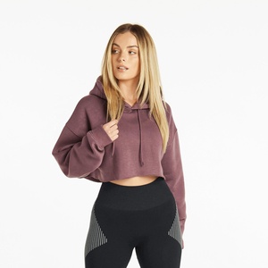 Sudadera con capucha extragrande para mujer, estilo crop top, lisa, con estampado personalizado de letras, estilo streetwear, con logo frontal bordado en 3D - Product Image 1