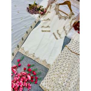 เสื้อผ้ามุสลิมแบบดั้งเดิมที่สวยงามและอุปกรณ์เสริมของพรรคสวมด้านบน sharara แฟนซี dupatta - Product Image 3