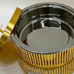 Calentador de Comida Tipo Buffet con Soporte Vertical Decorativo de Acero Inoxidable de Lujo, 28 cm de Diámetro, Acabado Pulido, Chapado en Oro - Product Image 6