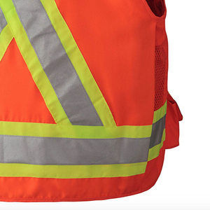 Chaleco de Seguridad Reflectante Naranja para Hombre, Transpirable, de Poliéster, con Bolsillos, Informal, para Verano, Reversible, con Cuello en V - Product Image 3