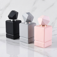 Flacon de parfum vide carré personnalisé de 50 ml avec bouchon géométrique, flacon de parfum de luxe moderne rose [couleur + logo disponibles]