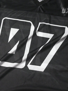 Camiseta de fútbol americano de malla negra de estilo urbano oversize con cuello en V, estilo equipo callejero, personalizada, de corte holgado, directa de fábrica - Product Image 5