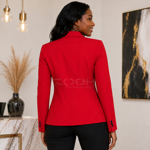 Blazer de costume professionnel pour femme Cosh International Sorority Sisterhood, en tissu tissé anti-rides, bicolore rouge et noir, chaud et élégant - Product Image 4