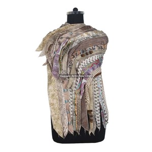2026 New <b>Vintage</b> Fashion Indian <b>Silk</b> Dupatta 15 Strip Multi-Color Reversible <b>Scarf</b> Long Sari Patches Gift Direct Manufacturer - Product Image 1