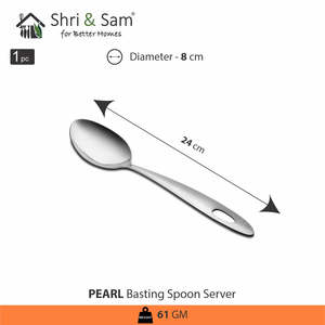 Serveur de cuillère à badigeonner en acier inoxydable pour desserts, accents de perles - Product Image 2