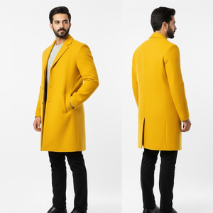 Elegante Abrigo Largo de Invierno para Hombre, con Doble Cuello, de Lana, Transpirable, con Ribete de Piel, Cálido, Talla Grande, Impermeable, con Cinturón, Color Gris - Product Image 1