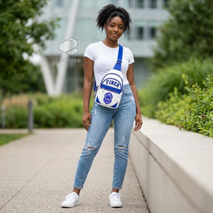 Bolso Bandolera de Cuero PU con Bloques de Color Blanco y Azul de la Hermandad Zeta Phi Beta, Correa Ajustable, Múltiples Compartimentos - Product Image 5