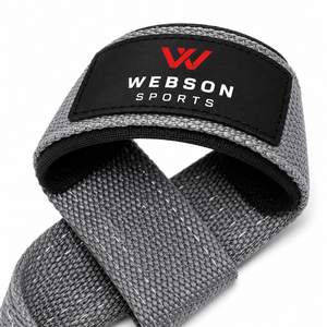 Webson Sports Lifting <b>Straps</b> Gray Cotton Adjustable Anti-Slip Lightweight Gym Weightlifting Equipment Unisex Buckle Custom - Product Image 3