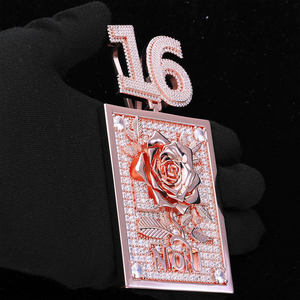 Colgante Rectangular Personalizado con Imagen 3D para Hombre, Estilo Hip Hop, Joyería de Moda, Colgante con Diamantes de Imitación Moissanite y Rosa para Mujer - Product Image 2