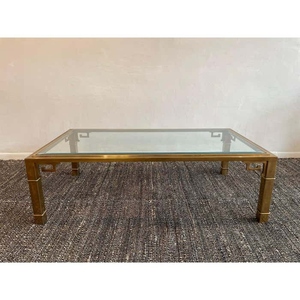 Mesa de centro de diseño único en latón y vidrio, estilo moderno de mediados de siglo, rectangular, de lujo, minimalista, para cócteles. - Product Image 6
