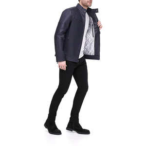 แจ็คเก็ตหนังผู้ชายแบบใหม่มาถึงแล้ว แจ็คเก็ตหนังแกะสำหรับฤดูหนาว คอตั้ง แฟชั่น ซิปแบบ Biker คลาสสิก กันน้ำ - Product Image 2