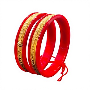 Premium 22K Solid Gold Pola <b>Bangles</b> for Women Traditional Red Coral Gold Plated Jewelry <b>Set</b> for Ethnic Wedding Wear - Product Image 1