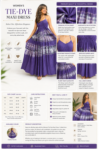 Robe longue en coton tie-dye violet personnalisée pour femme, style bohème, dos smocké, à volants, robe de plage, fabricant de vêtements en gros - Product Image 2