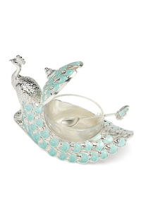 Peacock Design Metal <b>Sugar</b> <b>Bowl</b> with Spoon, Decorative Silver Finish <b>Sugar</b> Container <b>for</b> Tea Coffee Serving and Tableware - Product Image 5