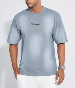 OEM Manufactured Wholesale Men's 100% Cotton T-Shirt Custom Logo Oversized Drop Shoulder Boxy Fit <b>Spray</b> Printed Thick 240 GSM - Product Image 4