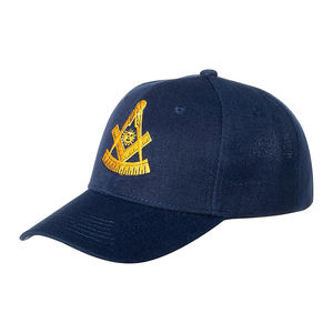 Casquette Maçonnique de Luxe pour Homme avec Accents de Perles, Détail Bouton, Visière Brodée, Design à Panneaux, Structurée, Profil Élevé, Laminée - Product Image 1