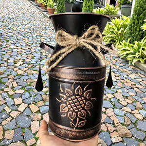 Maceta y jarrón de Metal Vintage para decoración de hogar o jardín, adornos de arreglos florales secos, jarrón de jardinería de Azora Industries - Product Image 1