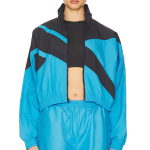 Conjunto Deportivo para Mujer, Color Azul con Bloques de Color, Manga Larga, Cuello Alto, Corte Holgado, Pantalones Deportivos con Bolsillos Laterales y Cintura Elástica - Product Image 4