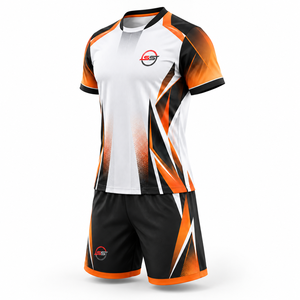 Ensemble maillot et short de football personnalisés, uniformes de football avec logo sur mesure, vêtements de sport anti-transpiration pour équipes adultes et jeunes - Product Image 2