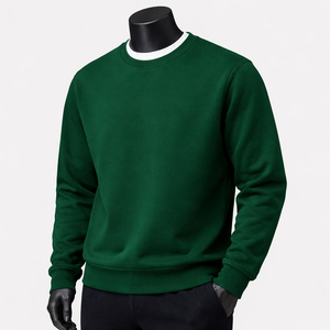 Sudadera de Cuello Redondo Verde para Hombre, Corte Regular, Tejido de Punto, Color Sólido, Estilo Casual, Manga Larga - Product Image 2