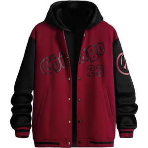 Trendy Custom Oversized Graphic Varsity <b>Jacket</b> for <b>Men</b> – Black & <b>White</b> High-Contrast - Product Image 2