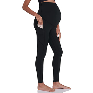High Quality Women's Maternity <b>Workout</b> <b>Leggings</b> Over the Belly Pregnancy Active Wear Soft Yoga Pants <b>with</b> <b>Pockets</b> OEM - Product Image 6