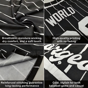 Camiseta de Béisbol Personalizada, 100% Poliéster, Antibacteriana, con Estampado Galáctico Negro y Verde Azulado, Sublimada, Unisex, Manga Corta, Cierre de Botones al Frente, para Equipo - Product Image 6