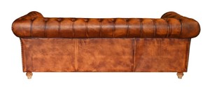 Canapé trois places en cuir buff de qualité supérieure, modèle Chesterfield, recouvert de cuir buff véritable, prix compétitif pour l'exportation - Product Image 3