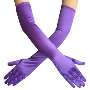 Gants longs en satin élastique pour mariée, 52 cm, au-dessus du coude, pour performance - Product Image 1